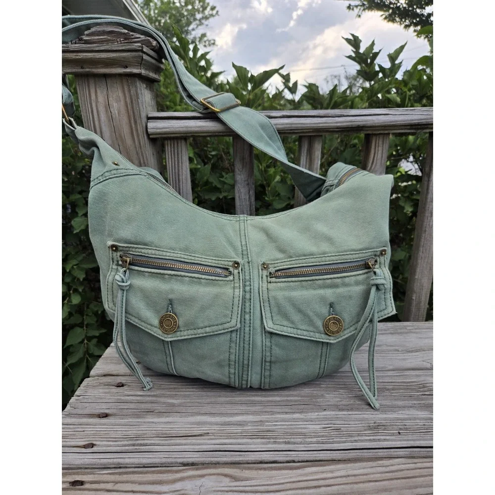 Vintage GAP Y2K Crossbody Shoulder Adjustable Denim Light Green Bag Gorpcore‎